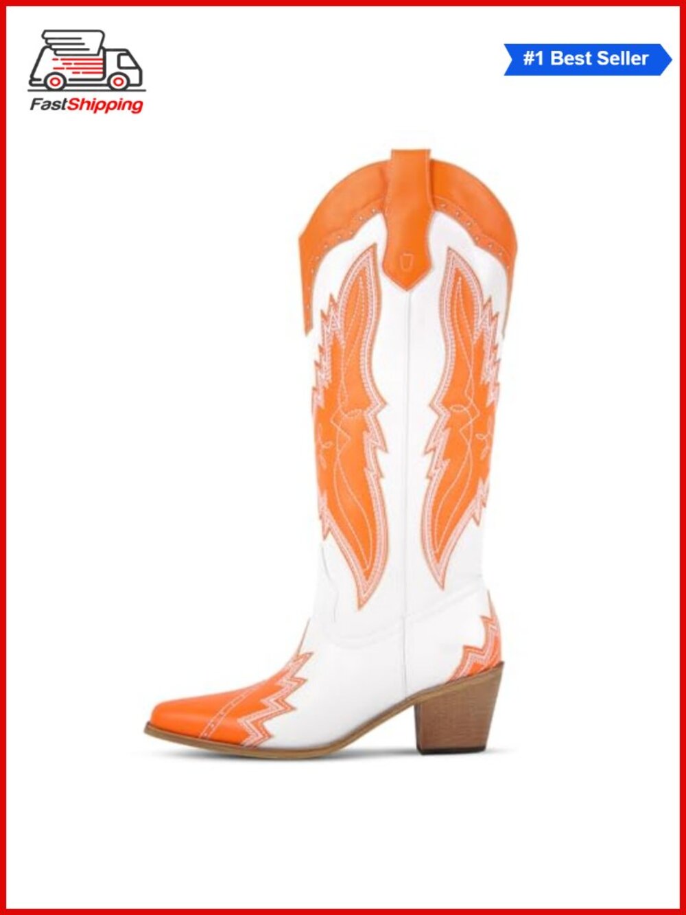 ✨ Richealnana Western Cowgirl Knee High Boots Embroidered Cowboy Chunky Heel